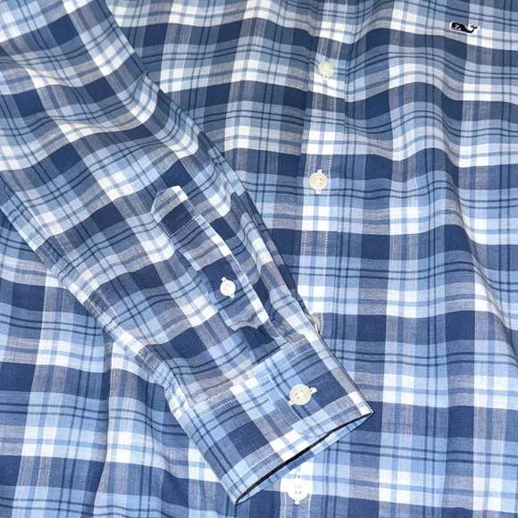 VINEYARD VINES boys plaid dress whale shirt teen size 16 -mint